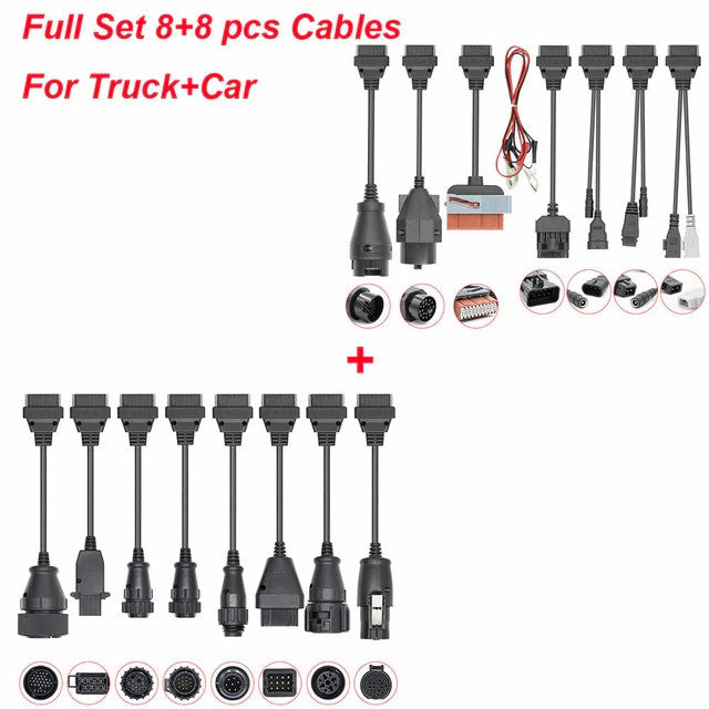 Jeu complet de 8 câbles pour Camions Voitures Automobile OBD OBD2 Scanner Car Diagnostic Auto Tool 8pcs Full Set Cables
