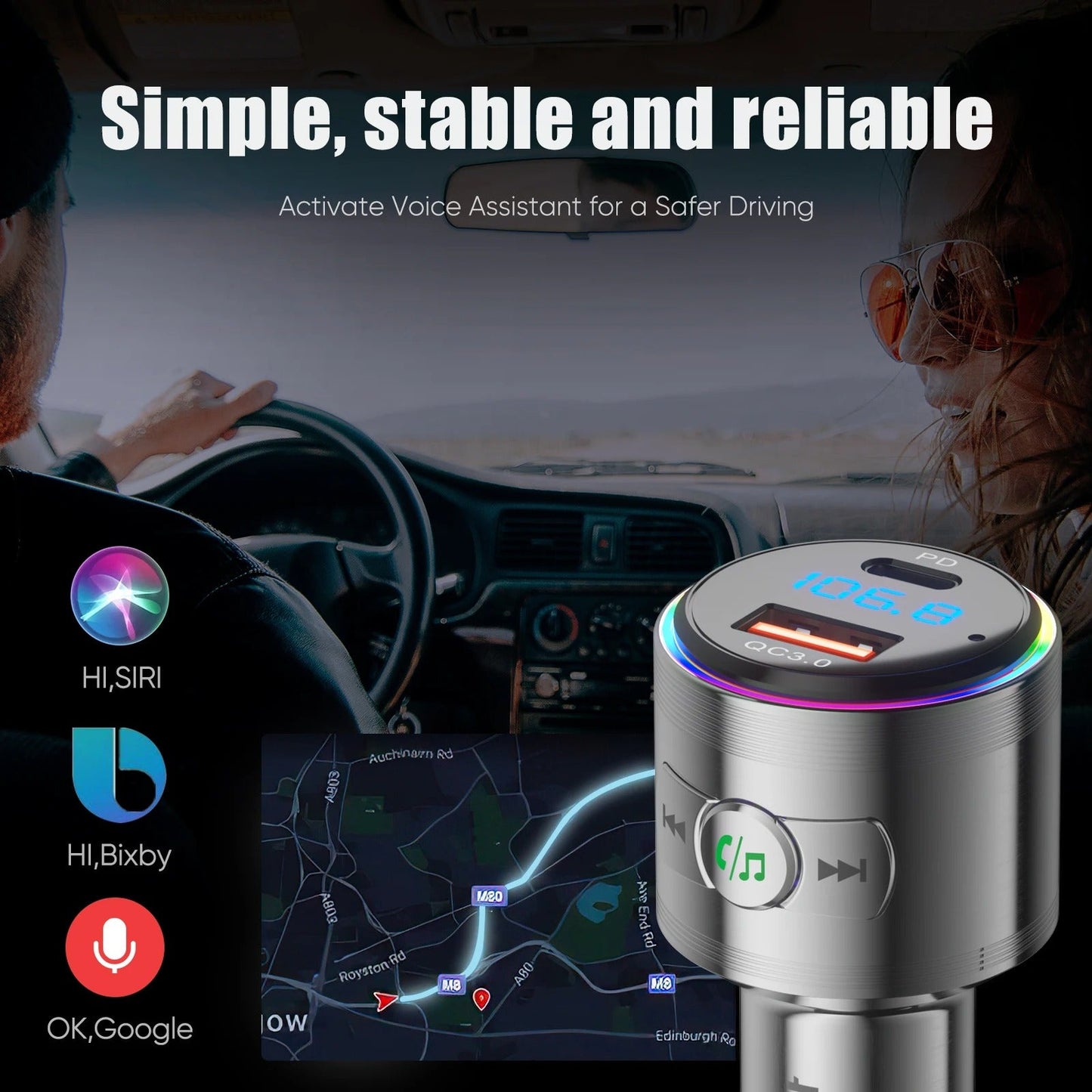 LENCENT BC76 - Transmetteur Bluetooth FM