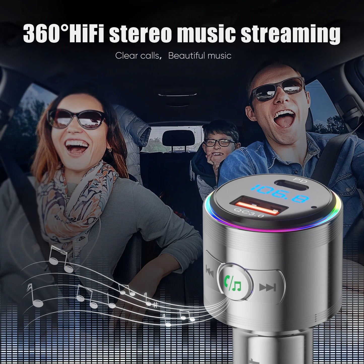 LENCENT BC76 - Transmetteur Bluetooth FM